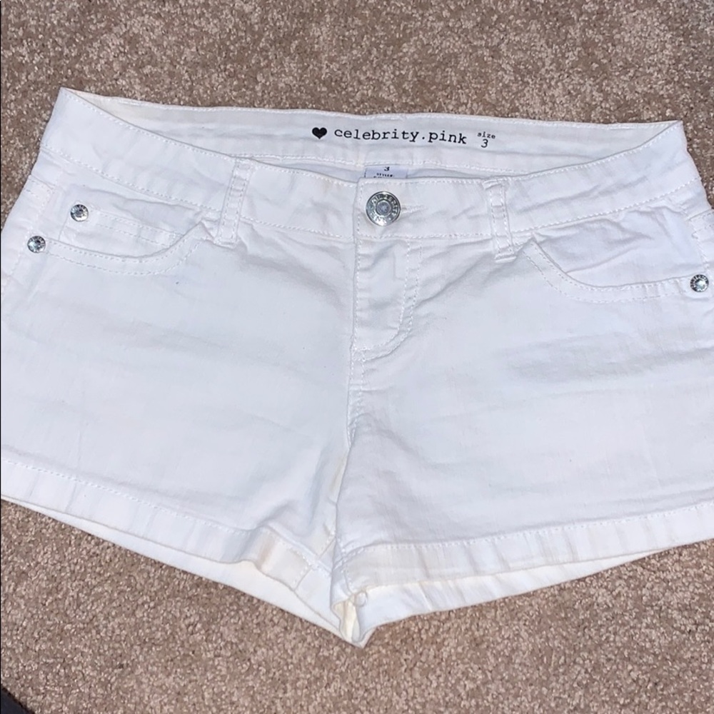 White jean shorts
